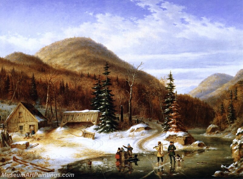 Winter Scene in the Laurentians The Laval River Painting