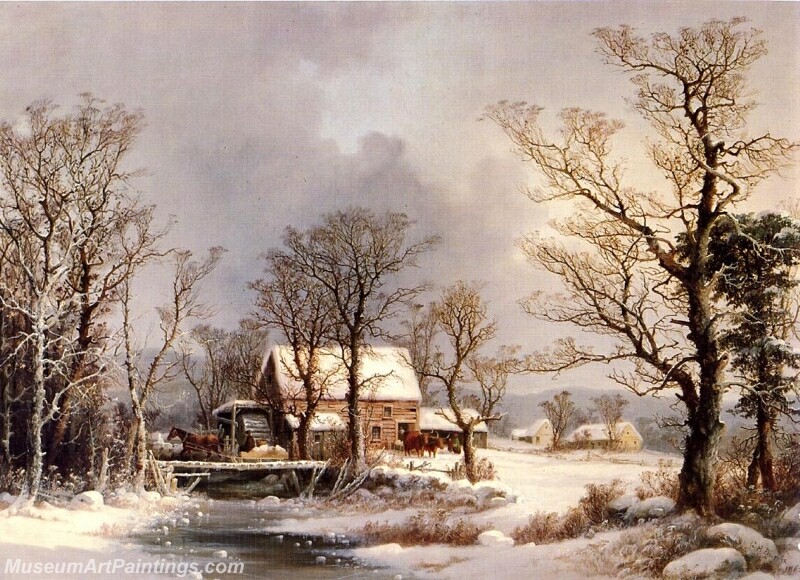Winter in the Country The Old Grist Mill Painting