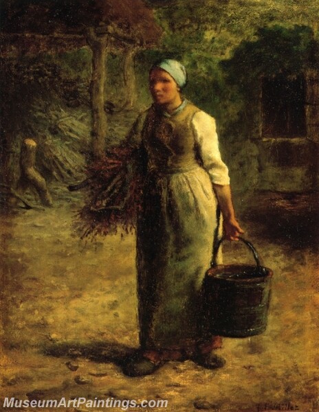 Woman Carrying Firewood and a Pail Painting