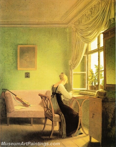 Woman Embroidering Painting