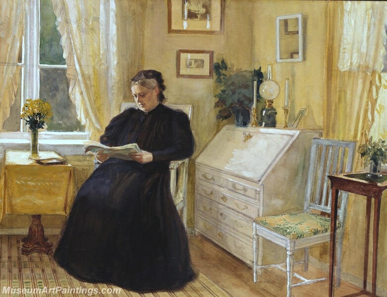 Woman Reading in the Salon Room Painting