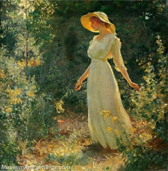 Woman in a white dress in a garden Painting