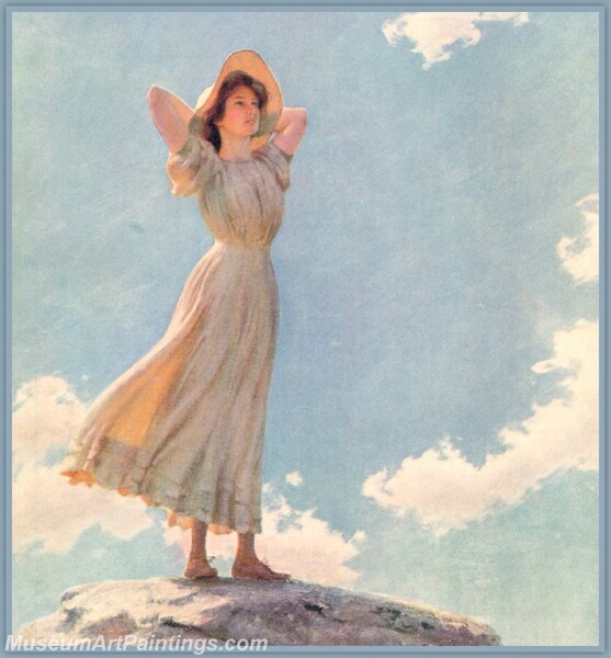 Woman on the Top of a Mountain Painting