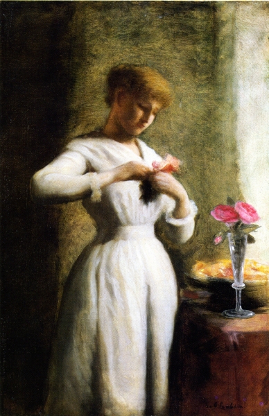 Woman with Roses by George Cochran Lambdin