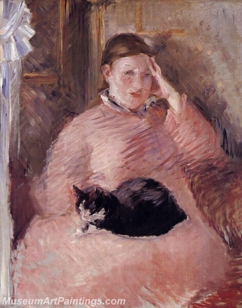 Woman with a Cat Portrait of Madame Manet Painting