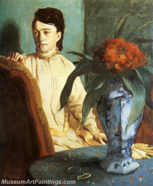 Woman with a Vase of Flowers Painting