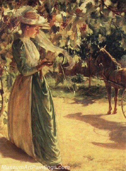 Woman with a horse Painting