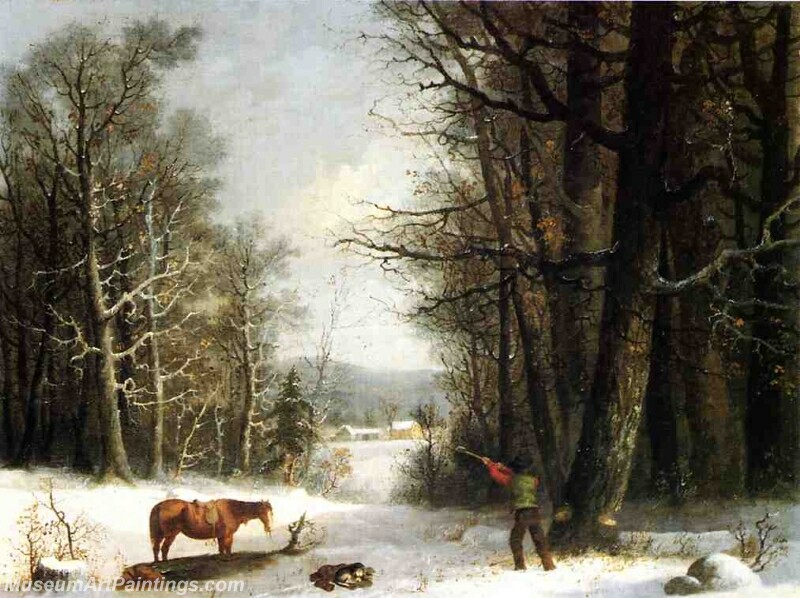 Woodsman in Winter Painting