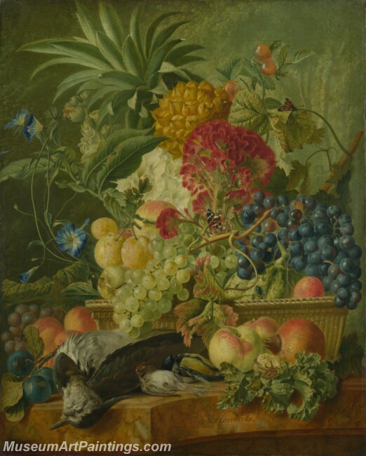 Wybrand Hendriks Fruit Flowers and Dead Birds Painting