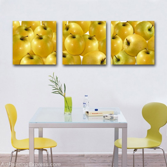 Yellow Apples Paintings Canvas Prints Set of 3 Modern Wall Art YWP03