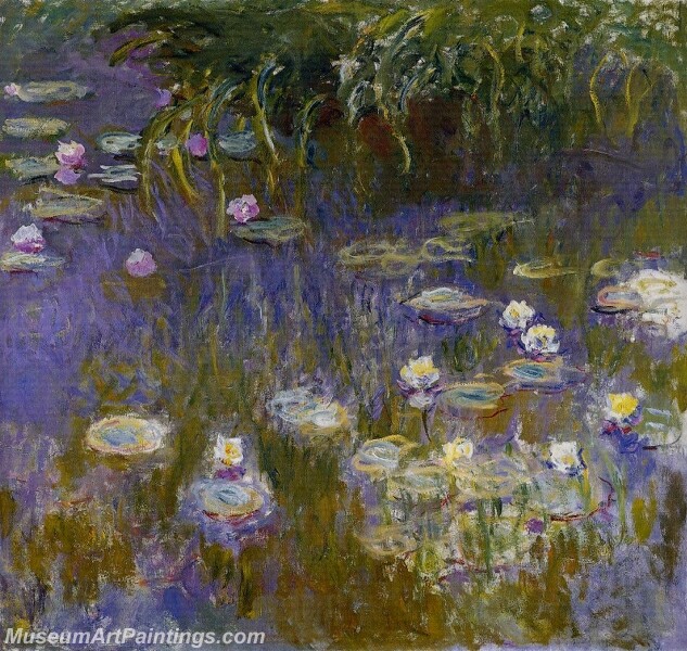 Yellow and Lilac Water Lilies Painting