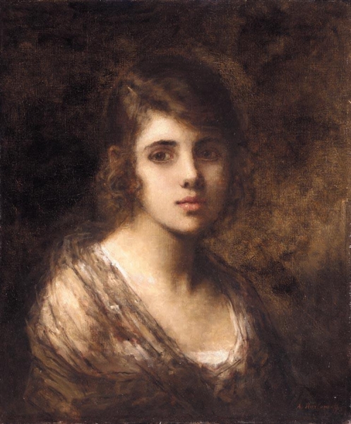 Young Brunette Painting