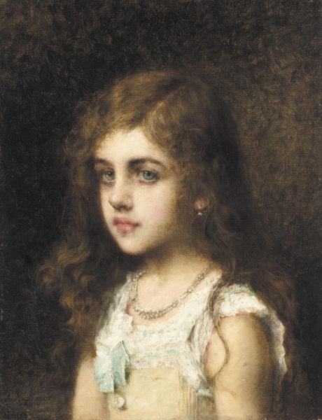 Young Girl With A Turquoise Bow Painting