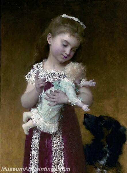 Young Girl and Her Dolls Painting