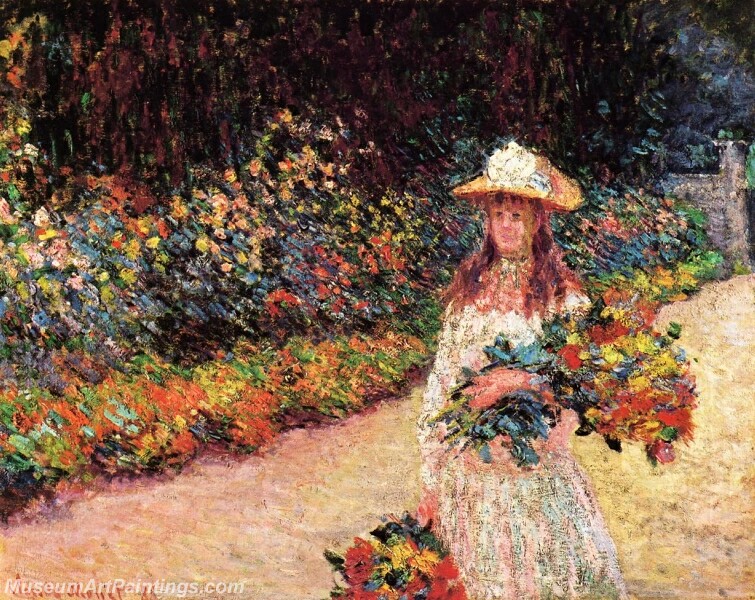 Young Girl in the Garden at Giverny Painting