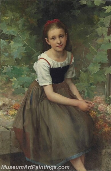 Young Girl with Flowers Painting