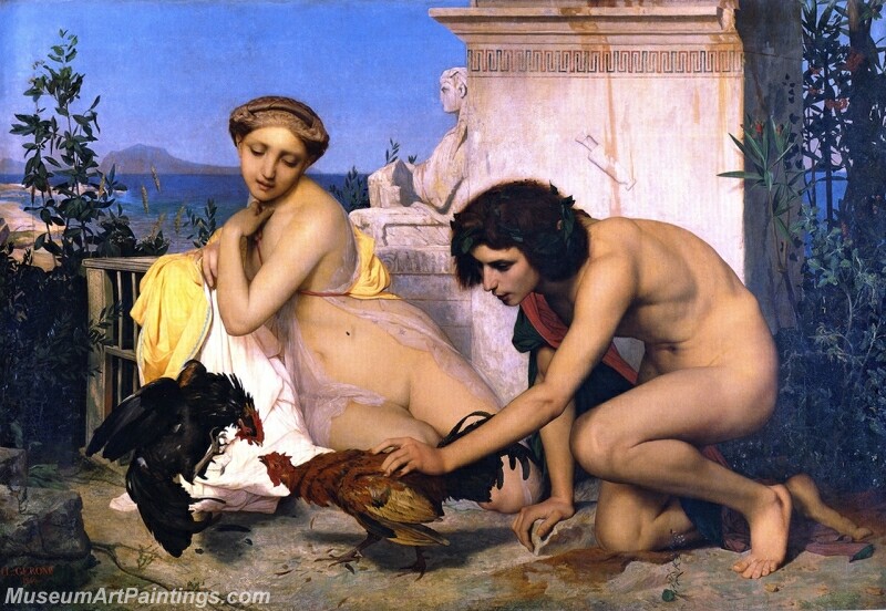 Young Greeks at a Cock Fight Painting