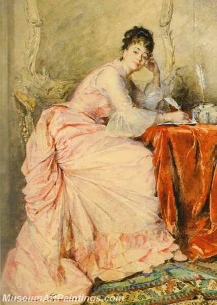 Young Lady in Pink Painting