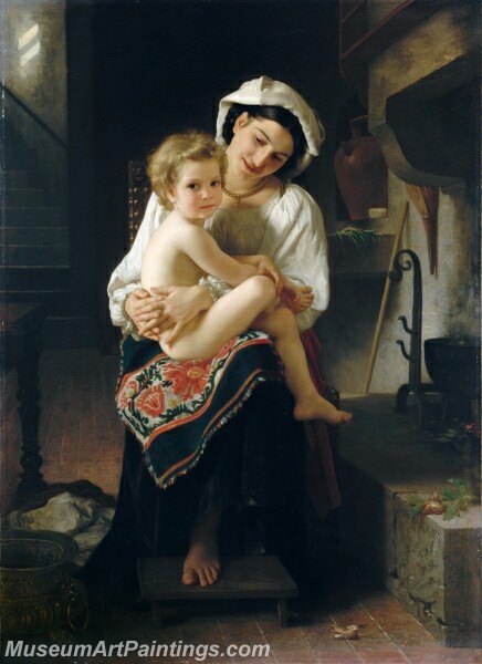 Young Mother Gazing at Her Child Painting