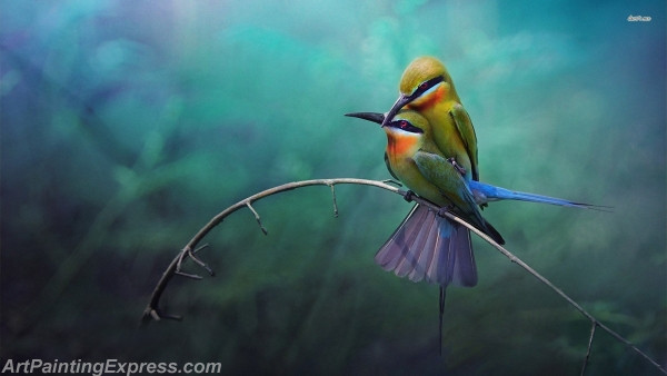 blue tailed bee eater painting canvas prints