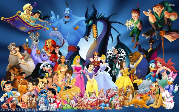 disney characters cartoon painting canvas prints