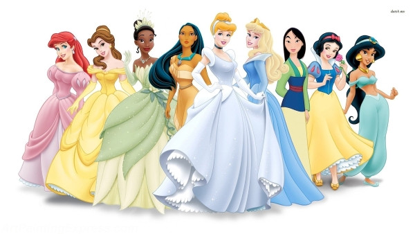 disney princesses cartoon painting canvas prints  002