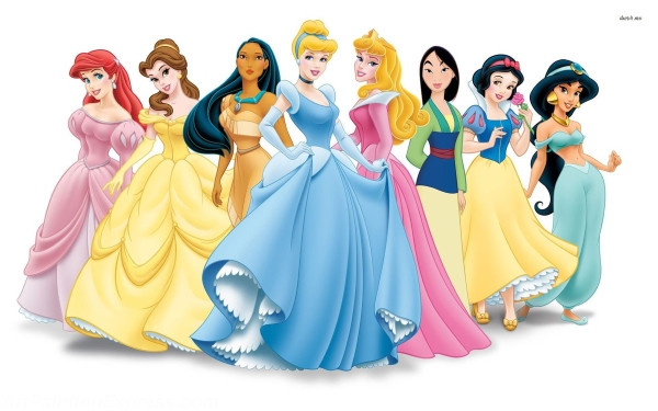 disney princesses cartoon painting canvas prints 001