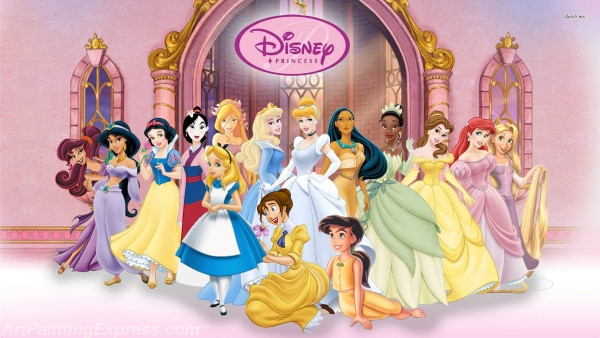 disney princesses cartoon painting canvas prints