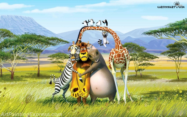 madagascar cartoon painting canvas prints