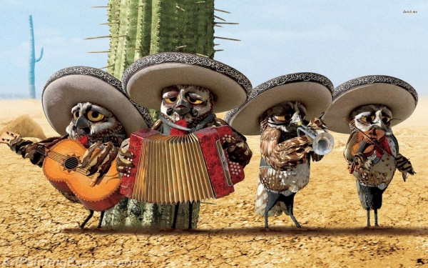 mariachi owls rango cartoon painting canvas prints