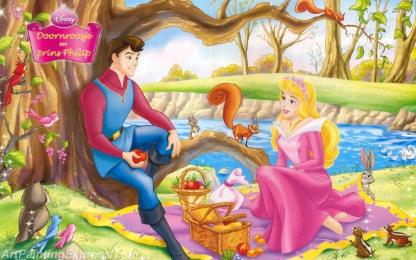 princess aurora cartoon painting canvas prints