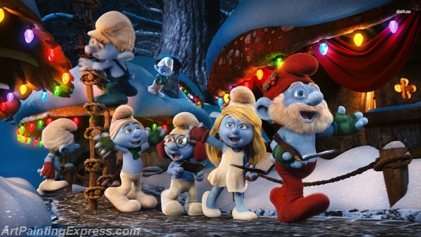 the smurfs a christmas carol cartoon painting canvas prints