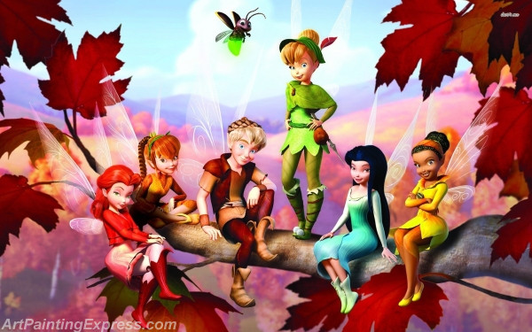 tinkerbell and friends cartoon painting canvas prints